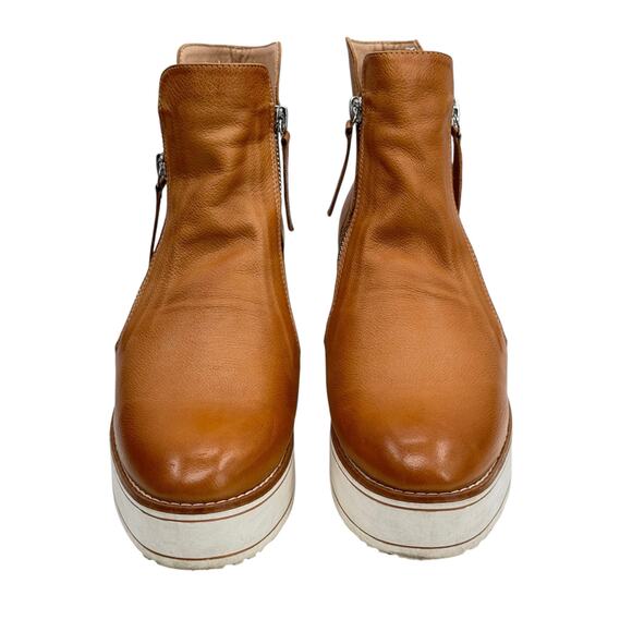 Silent D Nene Boot SZ 38 7 Womens Tan Leather Double Zip Platform Sneaker Bootie - Picture 4 of 12